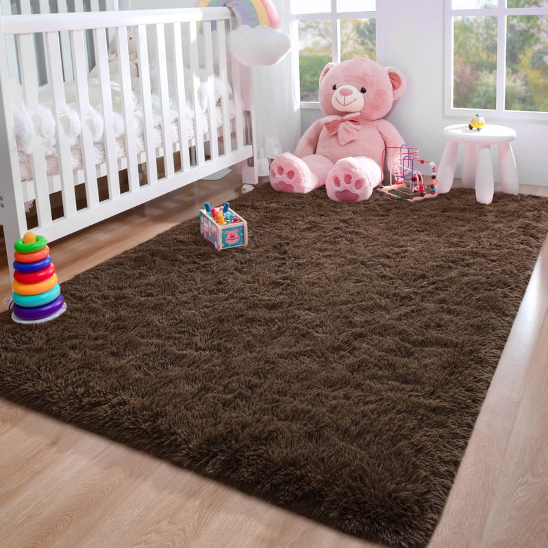 Foxmas Soft Fluffy Area Rugs for Bedroom Kids Room Plush Shaggy Nursery Rug Furry Throw Carpets for Boys Girls, College Dorm Fuzzy Rugs Living Room Home Decorate Rug, 3ft x 5ft, Black - Image 2